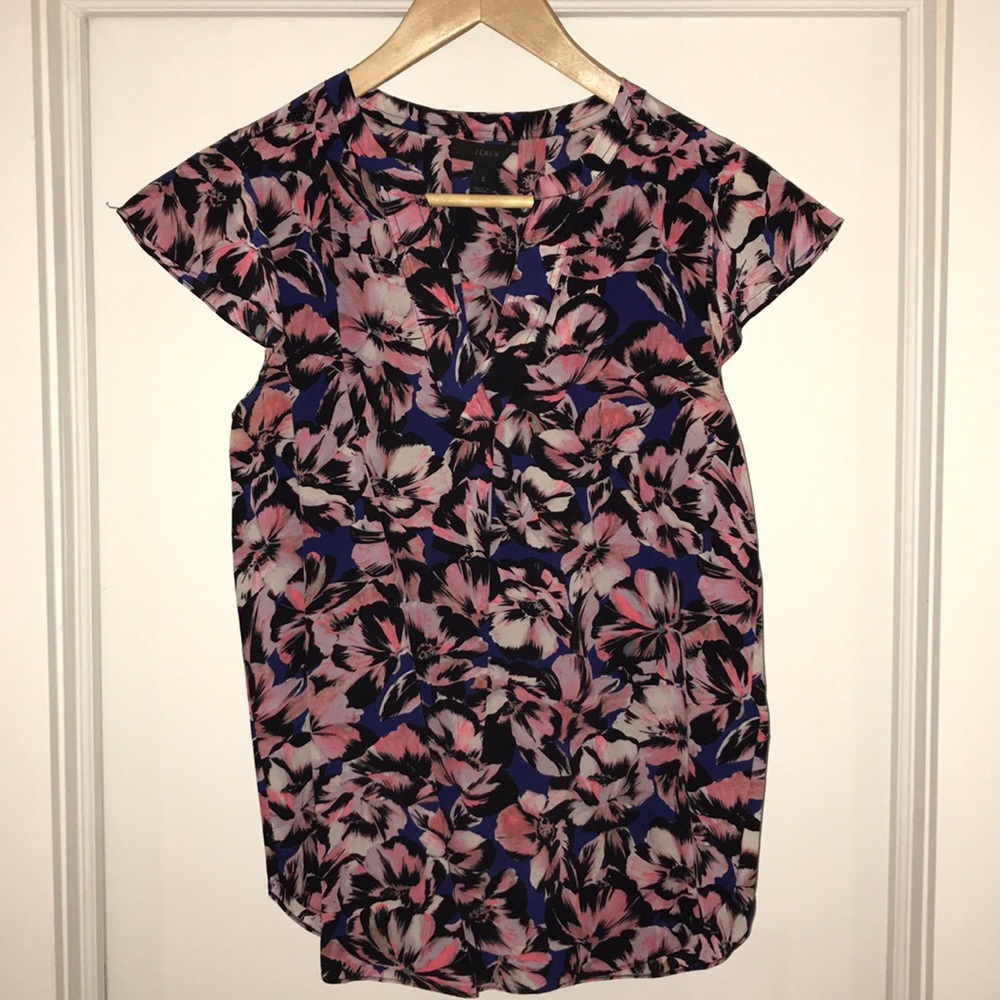 JCrew floral cap sleeve top - size 2